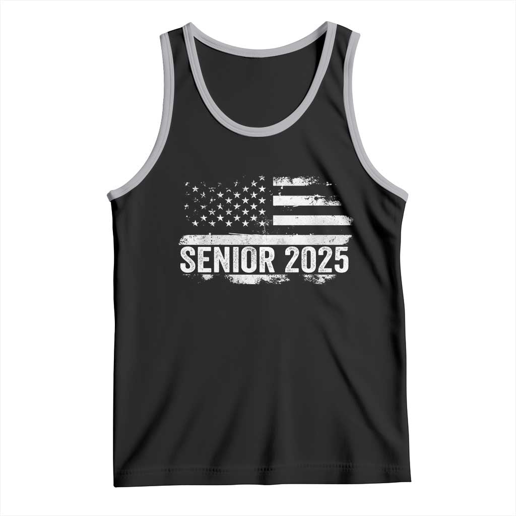 Senior 2025 Graduation Tank Top Class Of 2025 Vintage American Flag TS11 Black Athletic Heather Print Your Wear