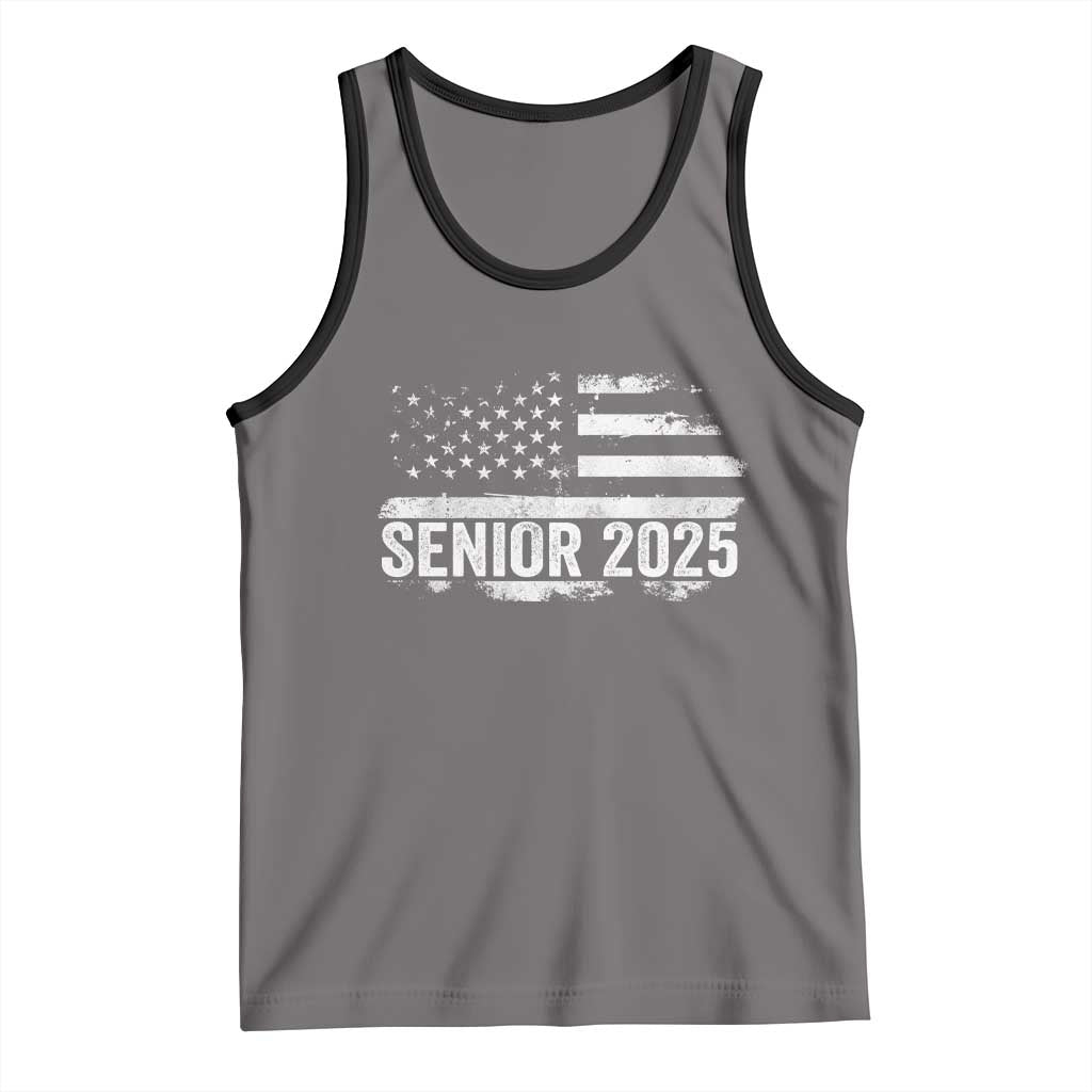Senior 2025 Graduation Tank Top Class Of 2025 Vintage American Flag TS11 Deep Heather Black Print Your Wear