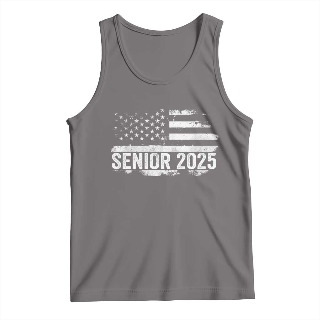 Senior 2025 Graduation Tank Top Class Of 2025 Vintage American Flag TS11 Deep Heather Print Your Wear