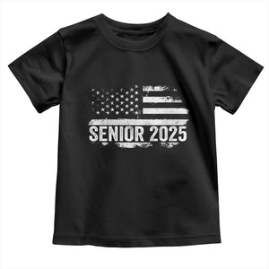 Senior 2025 Graduation Toddler T Shirt Class Of 2025 Vintage American Flag TS11 Black Print Your Wear