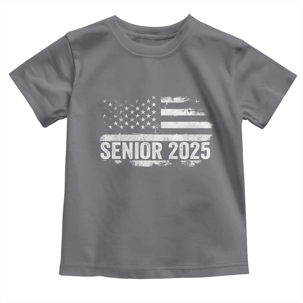 Senior 2025 Graduation Toddler T Shirt Class Of 2025 Vintage American Flag TS11 Charcoal Print Your Wear