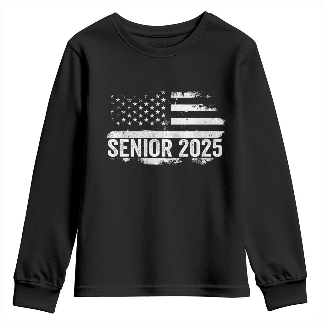 Senior 2025 Graduation Youth Sweatshirt Class Of 2025 Vintage American Flag TS11 Black Print Your Wear