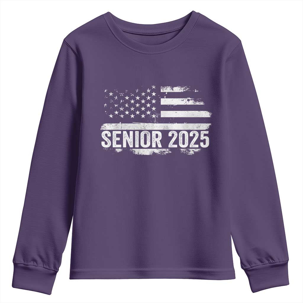 Senior 2025 Graduation Youth Sweatshirt Class Of 2025 Vintage American Flag TS11 Purple Print Your Wear