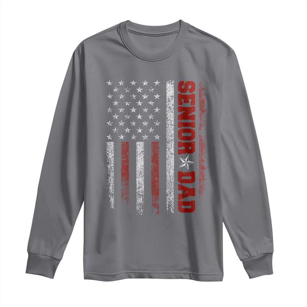 Senior Dad Long Sleeve Shirt Graduate Proud Dad Class of 2025 Vintage American Flag TS11 Charcoal Print Your Wear
