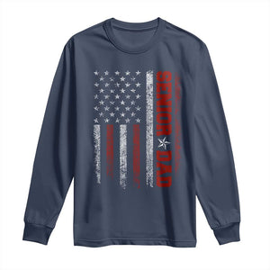 Senior Dad Long Sleeve Shirt Graduate Proud Dad Class of 2025 Vintage American Flag TS11 Navy Print Your Wear