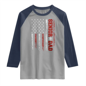 Senior Dad Raglan Shirt Graduate Proud Dad Class of 2025 Vintage American Flag TS11 Sport Gray Navy Print Your Wear