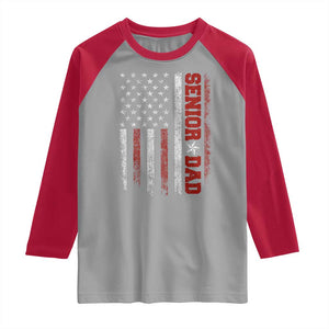 Senior Dad Raglan Shirt Graduate Proud Dad Class of 2025 Vintage American Flag TS11 Sport Gray Red Print Your Wear