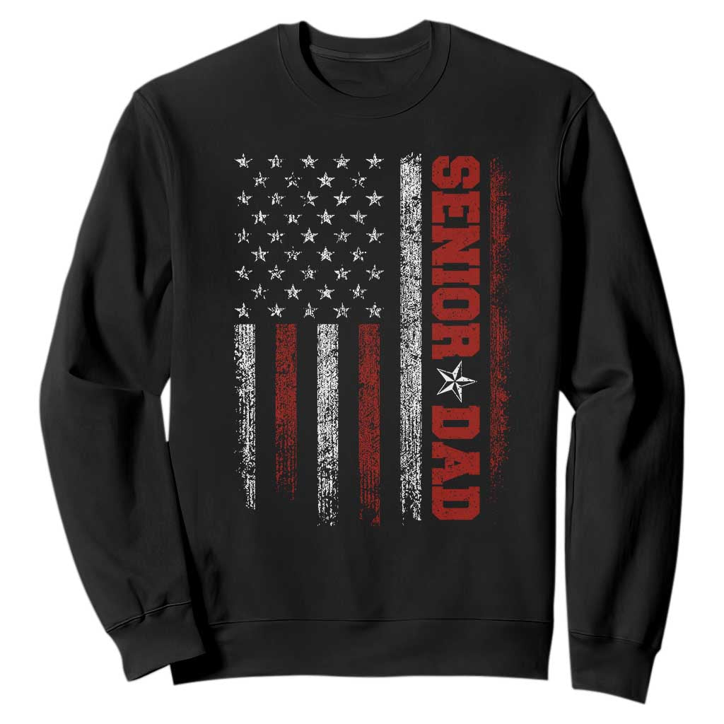 Senior Dad Sweatshirt Graduate Proud Dad Class of 2025 Vintage American Flag TS11 Black Print Your Wear