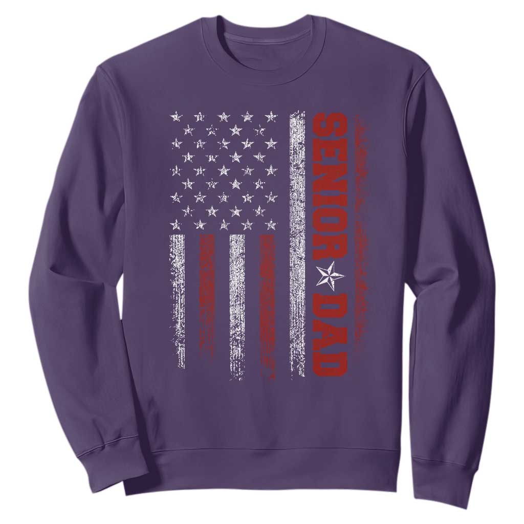 Senior Dad Sweatshirt Graduate Proud Dad Class of 2025 Vintage American Flag TS11 Purple Print Your Wear