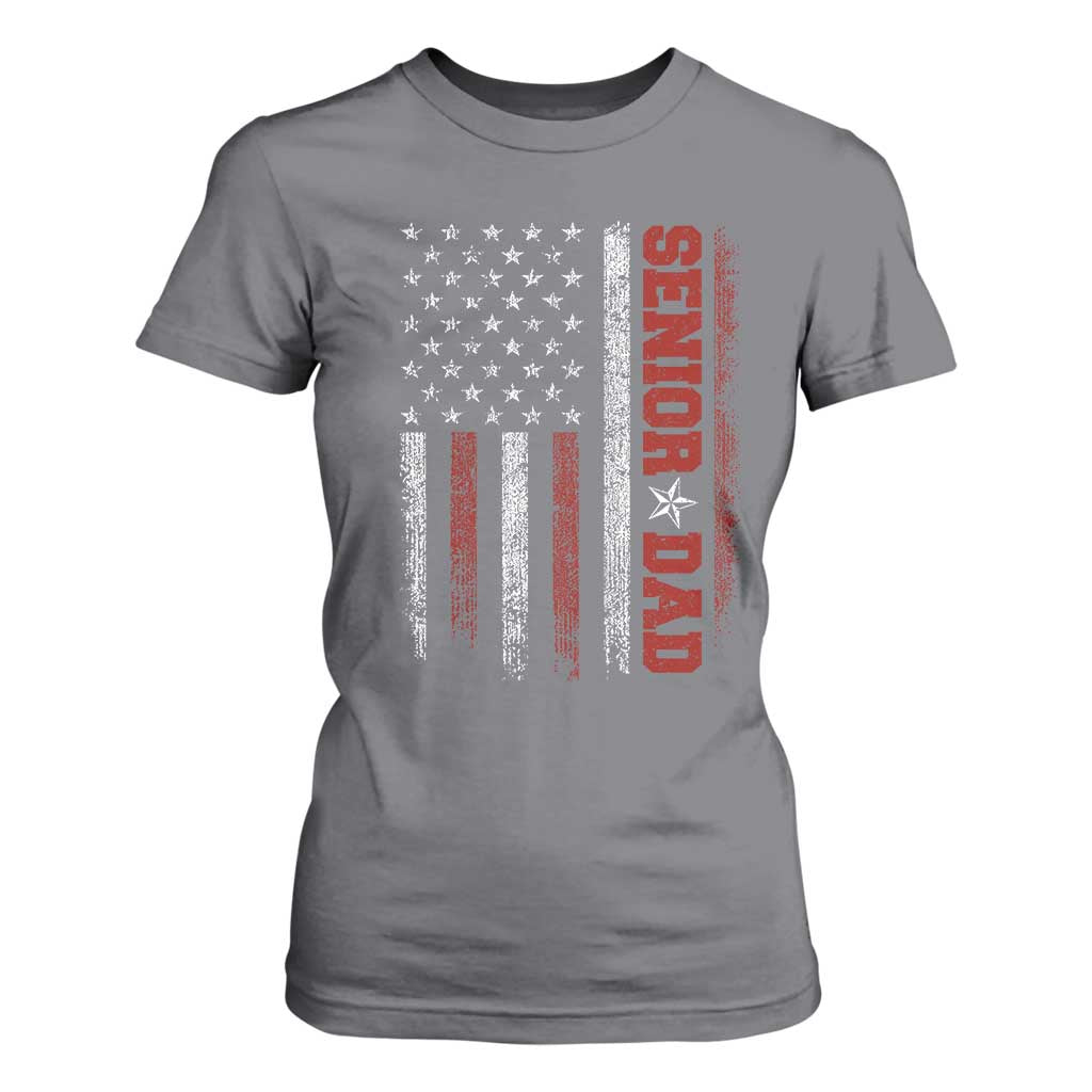 Senior Dad T Shirt For Women Graduate Proud Dad Class of 2025 Vintage American Flag TS11 Charcoal Print Your Wear