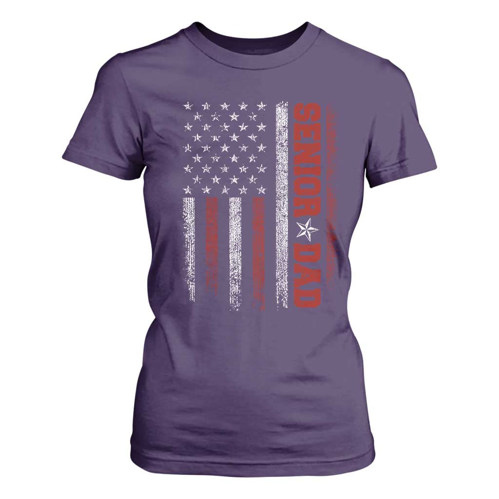 Senior Dad T Shirt For Women Graduate Proud Dad Class of 2025 Vintage American Flag TS11 Purple Print Your Wear