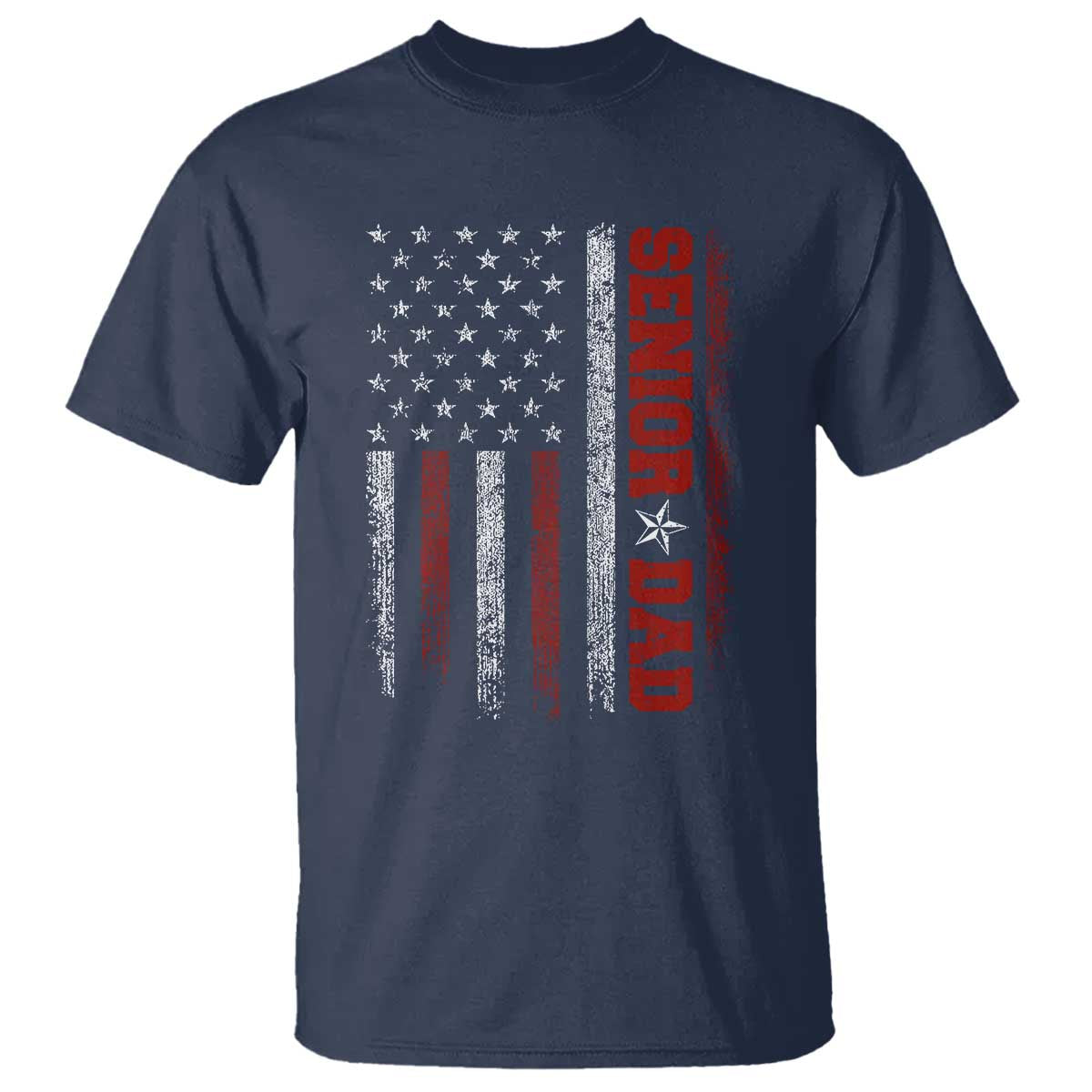 Senior Dad T Shirt Graduate Proud Dad Class of 2025 Vintage American Flag TS11 Navy Print Your Wear