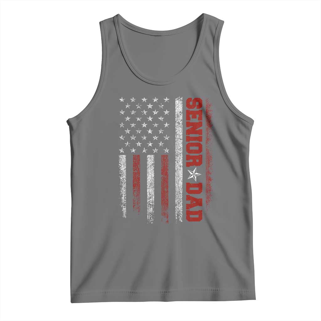 Senior Dad Tank Top Graduate Proud Dad Class of 2025 Vintage American Flag TS11 Black Heather Print Your Wear