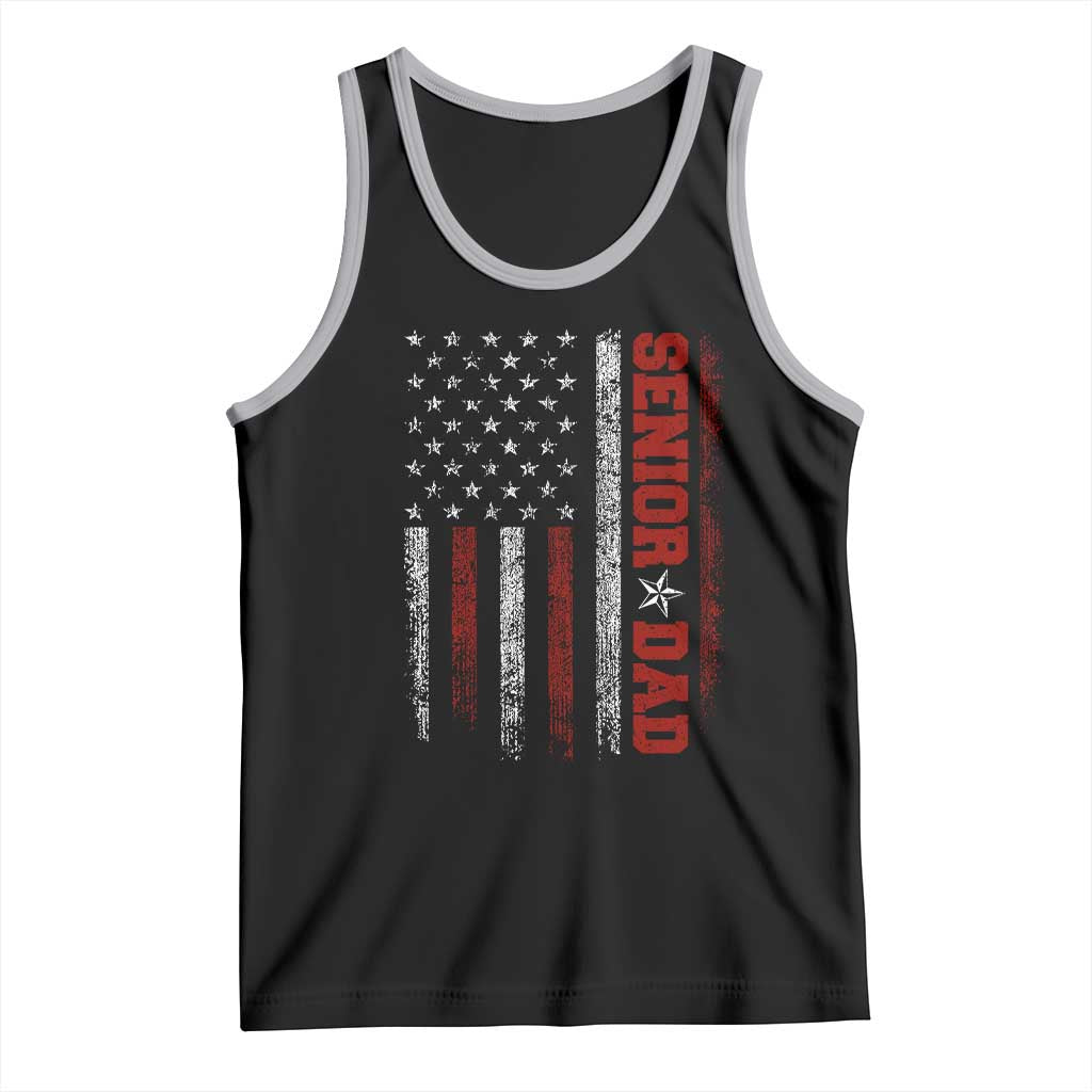Senior Dad Tank Top Graduate Proud Dad Class of 2025 Vintage American Flag TS11 Black Athletic Heather Print Your Wear