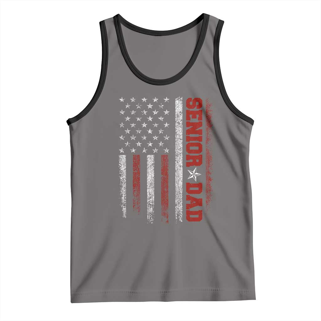 Senior Dad Tank Top Graduate Proud Dad Class of 2025 Vintage American Flag TS11 Deep Heather Black Print Your Wear