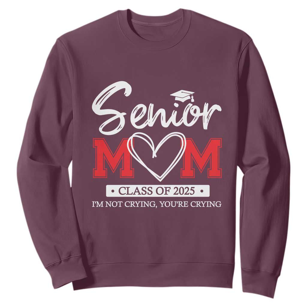 Senior Mom Class Of 2025 Graduate Sweatshirt TS11 Maroon Print Your Wear