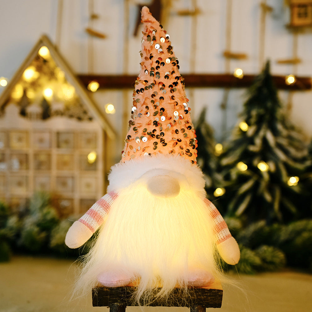 Sequin Light-Up Faceless Gnome Blush Pink One Size Print Your Wear