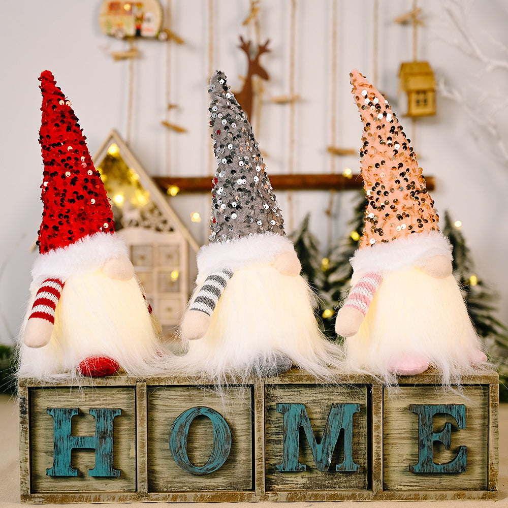 Sequin Light-Up Faceless Gnome Print Your Wear