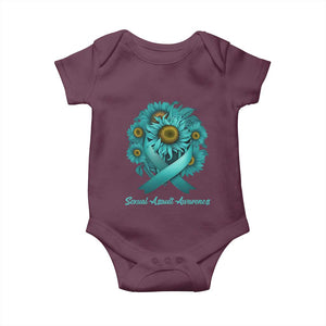 Sexual Assault Awareness Baby Onesie Teal Ribbon Sunflowers Support TS02 Maroon Print Your Wear