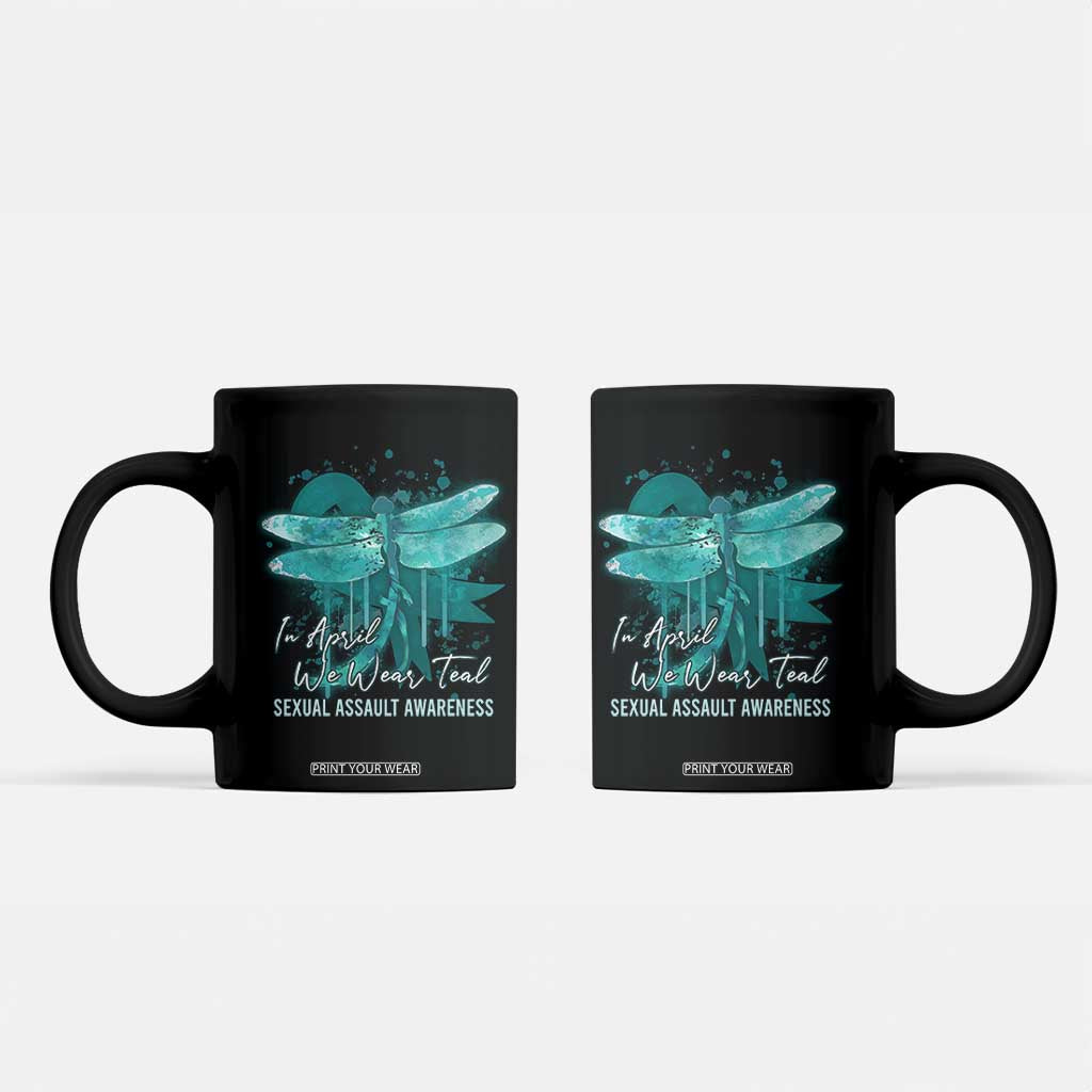Sexual Assault Awareness Coffee Mug In April We Wear Teal Ribbon Butterfly TS02 Black Print Your Wear