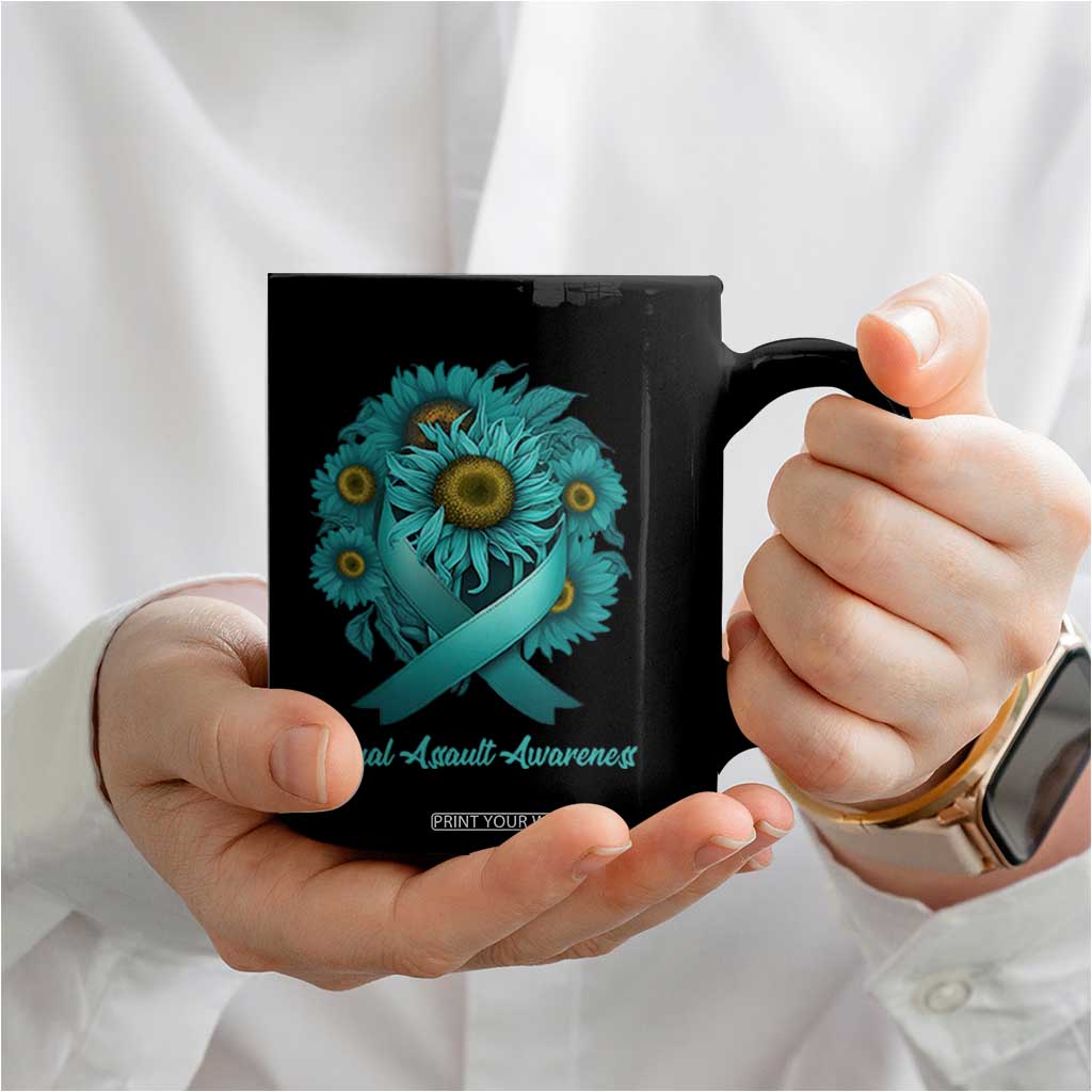 Sexual Assault Awareness Coffee Mug Teal Ribbon Sunflowers Support TS02 Print Your Wear