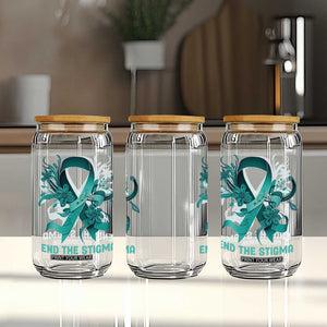 Sexual Assault Awareness Glass Can End The Stigma Teal Floral Ribbon TS02 Print Your Wear