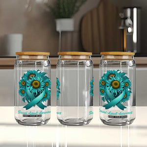 Sexual Assault Awareness Glass Can Teal Ribbon Sunflowers Support TS02 Print Your Wear
