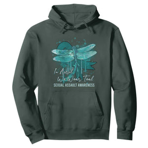 Sexual Assault Awareness Hoodie In April We Wear Teal Ribbon Butterfly TS02 Dark Forest Green Print Your Wear