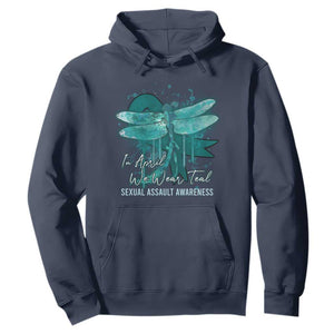 Sexual Assault Awareness Hoodie In April We Wear Teal Ribbon Butterfly TS02 Navy Print Your Wear