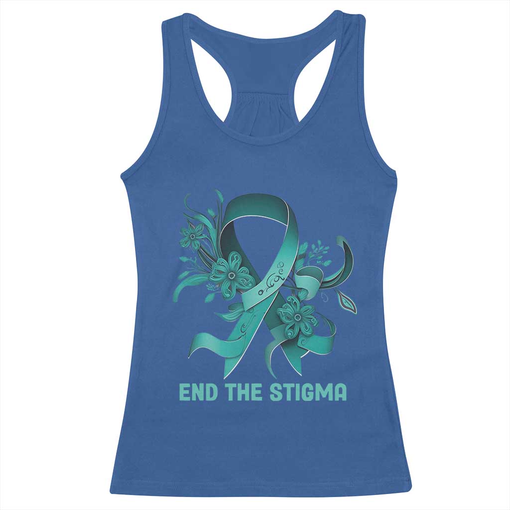 Sexual Assault Awareness Racerback Tank Top End The Stigma Teal Floral Ribbon TS02 Royal Blue Print Your Wear