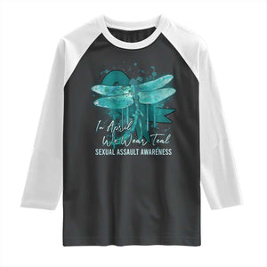 Sexual Assault Awareness Raglan Shirt In April We Wear Teal Ribbon Butterfly TS02 Black White Print Your Wear