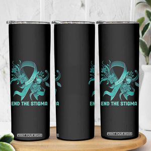 Sexual Assault Awareness Skinny Tumbler End The Stigma Teal Floral Ribbon TS02 Print Your Wear