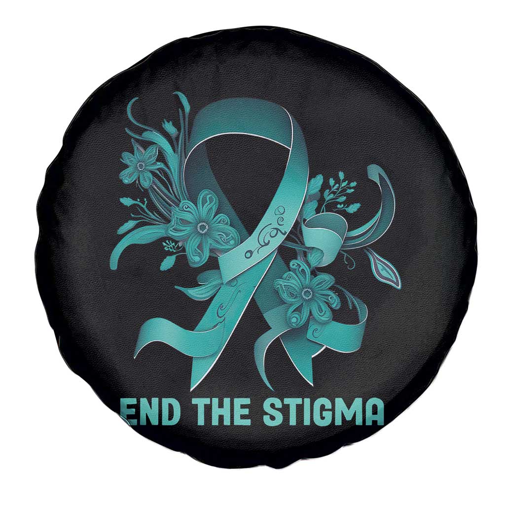 Sexual Assault Awareness Spare Tire Cover End The Stigma Teal Floral Ribbon TS02 Print Your Wear