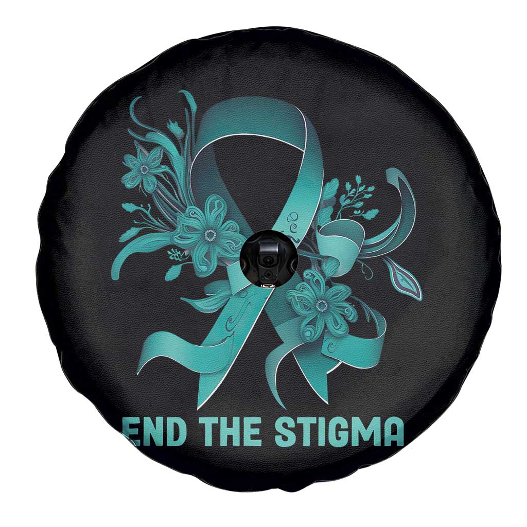 Sexual Assault Awareness Spare Tire Cover End The Stigma Teal Floral Ribbon TS02 Print Your Wear