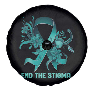 Sexual Assault Awareness Spare Tire Cover End The Stigma Teal Floral Ribbon TS02 Print Your Wear