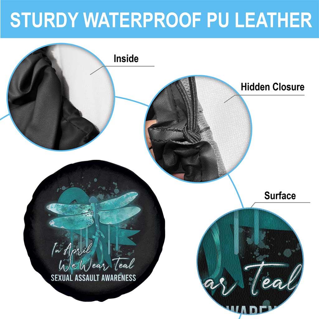 Sexual Assault Awareness Spare Tire Cover In April We Wear Teal Ribbon Butterfly TS02 Print Your Wear