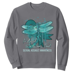 Sexual Assault Awareness Sweatshirt In April We Wear Teal Ribbon Butterfly TS02 Charcoal Print Your Wear