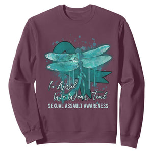 Sexual Assault Awareness Sweatshirt In April We Wear Teal Ribbon Butterfly TS02 Maroon Print Your Wear