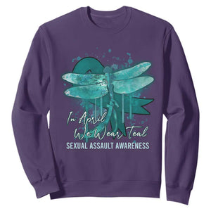 Sexual Assault Awareness Sweatshirt In April We Wear Teal Ribbon Butterfly TS02 Purple Print Your Wear