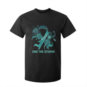 Sexual Assault Awareness T Shirt For Kid End The Stigma Teal Floral Ribbon TS02 Black Print Your Wear