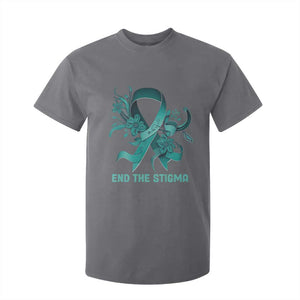 Sexual Assault Awareness T Shirt For Kid End The Stigma Teal Floral Ribbon TS02 Charcoal Print Your Wear