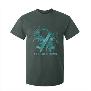 Sexual Assault Awareness T Shirt For Kid End The Stigma Teal Floral Ribbon TS02 Dark Forest Green Print Your Wear