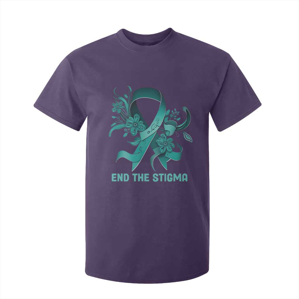 Sexual Assault Awareness T Shirt For Kid End The Stigma Teal Floral Ribbon TS02 Purple Print Your Wear