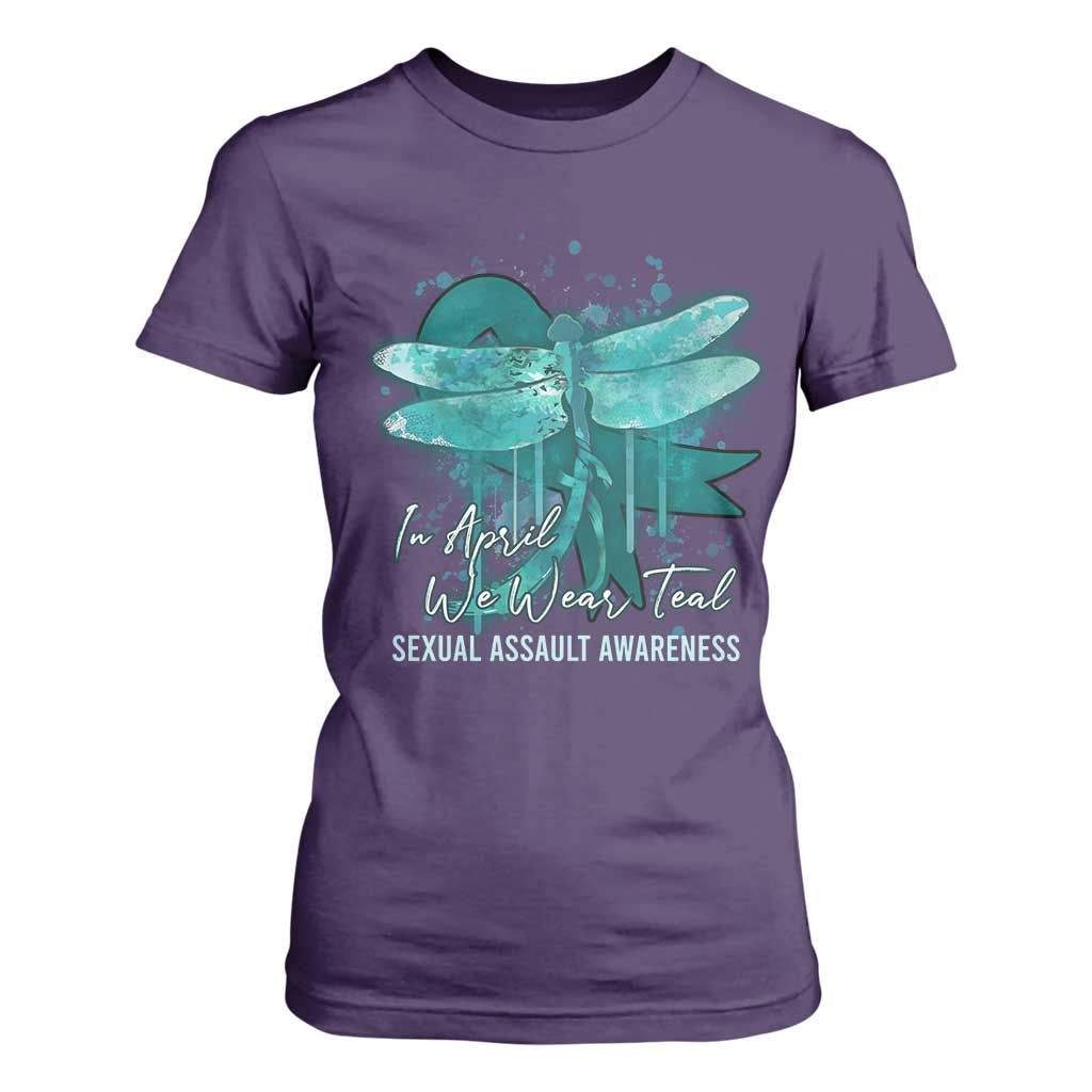 Sexual Assault Awareness T Shirt For Women In April We Wear Teal Ribbon Butterfly TS02 Purple Print Your Wear