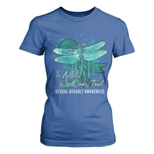 Sexual Assault Awareness T Shirt For Women In April We Wear Teal Ribbon Butterfly TS02 Royal Blue Print Your Wear