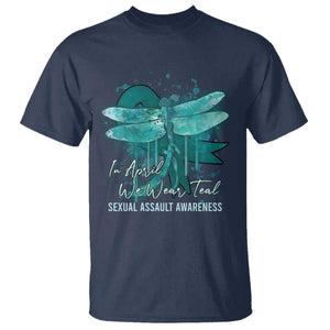 Sexual Assault Awareness T Shirt In April We Wear Teal Ribbon Butterfly TS02 Navy Print Your Wear