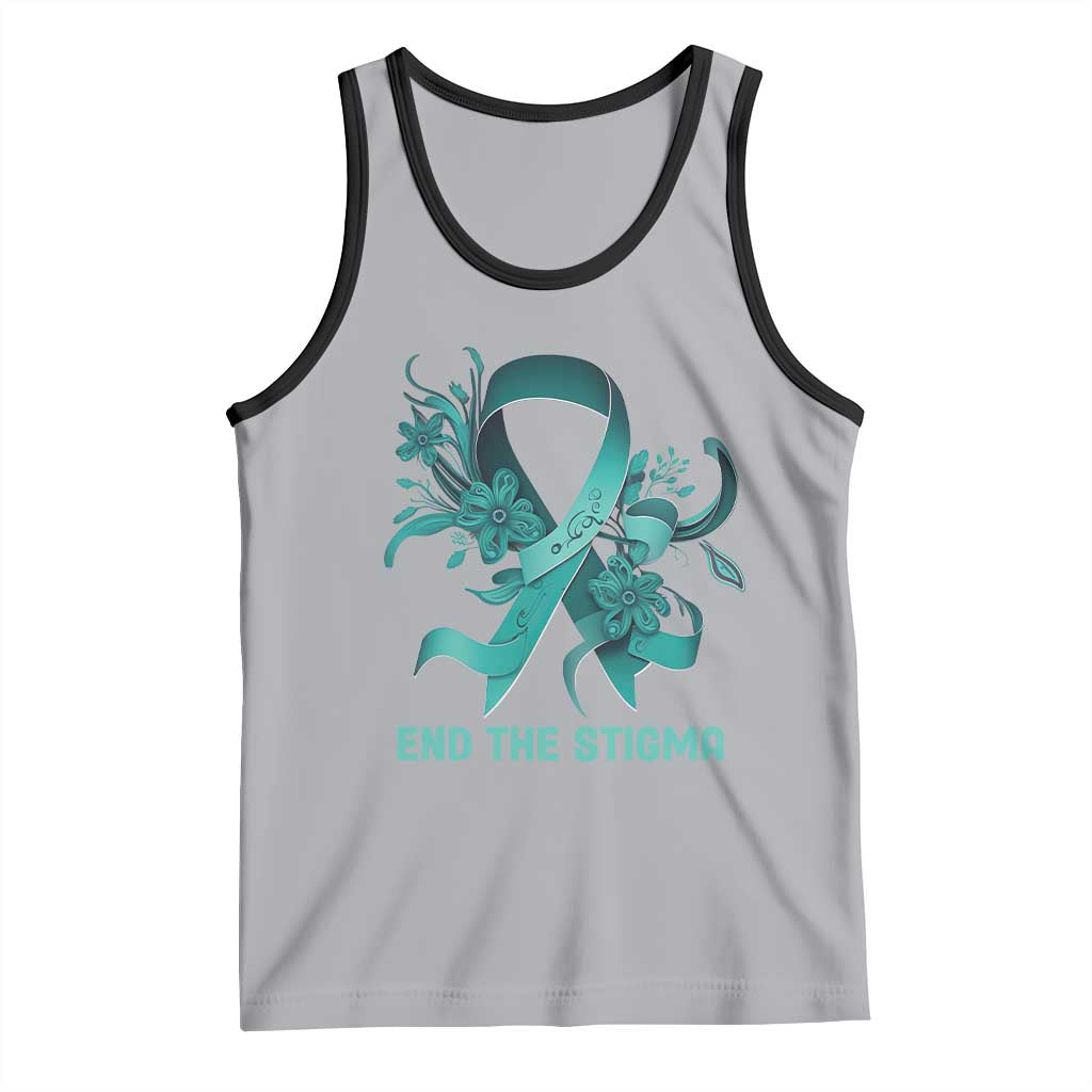 Sexual Assault Awareness Tank Top End The Stigma Teal Floral Ribbon TS02 Athletic Heather Black Print Your Wear
