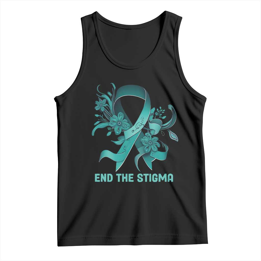 Sexual Assault Awareness Tank Top End The Stigma Teal Floral Ribbon TS02 Black Print Your Wear