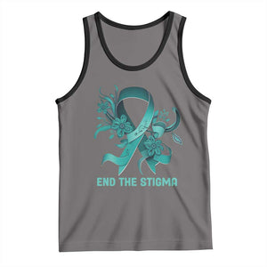 Sexual Assault Awareness Tank Top End The Stigma Teal Floral Ribbon TS02 Deep Heather Black Print Your Wear