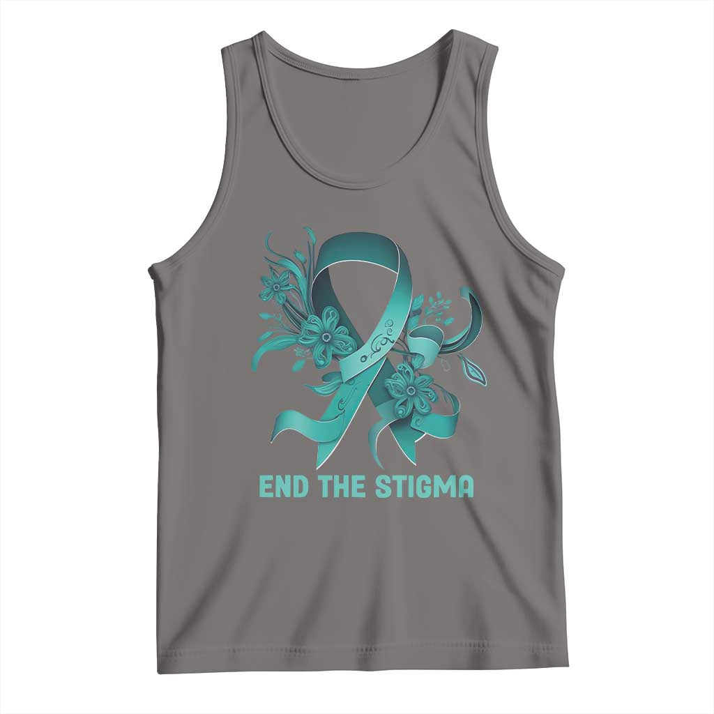 Sexual Assault Awareness Tank Top End The Stigma Teal Floral Ribbon TS02 Deep Heather Print Your Wear
